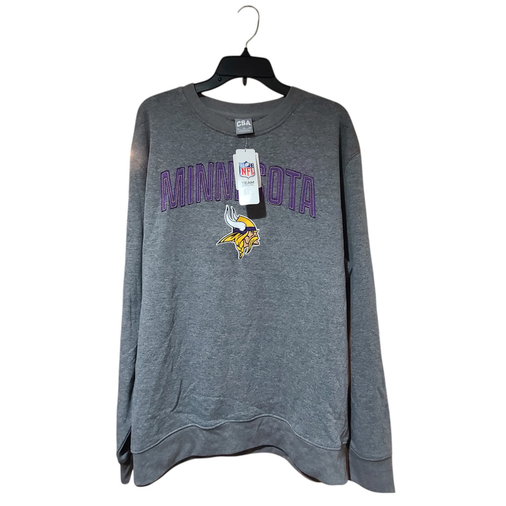 CSA NFL Minnesota Vikings Gray Crewneck Sweater Men's X-Large NWT